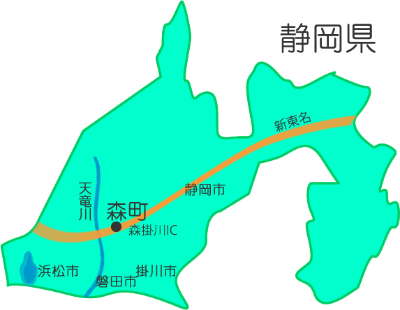 静岡県の地図、森町の場所
